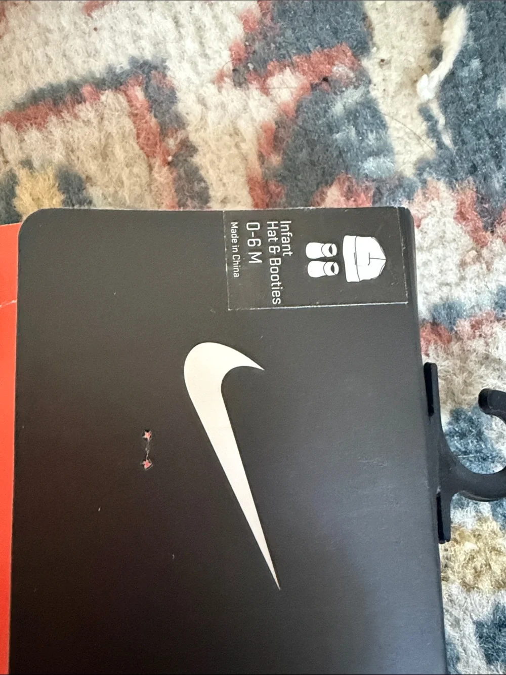 Brand New Nike Infant Pink Bootie Socks with Black Swoosh and Black-White Cuff